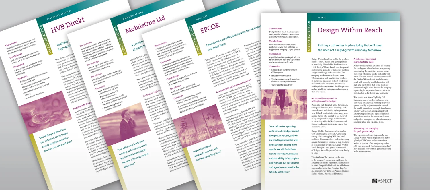  "Aspect in Action"—Aspect's customer success stories.