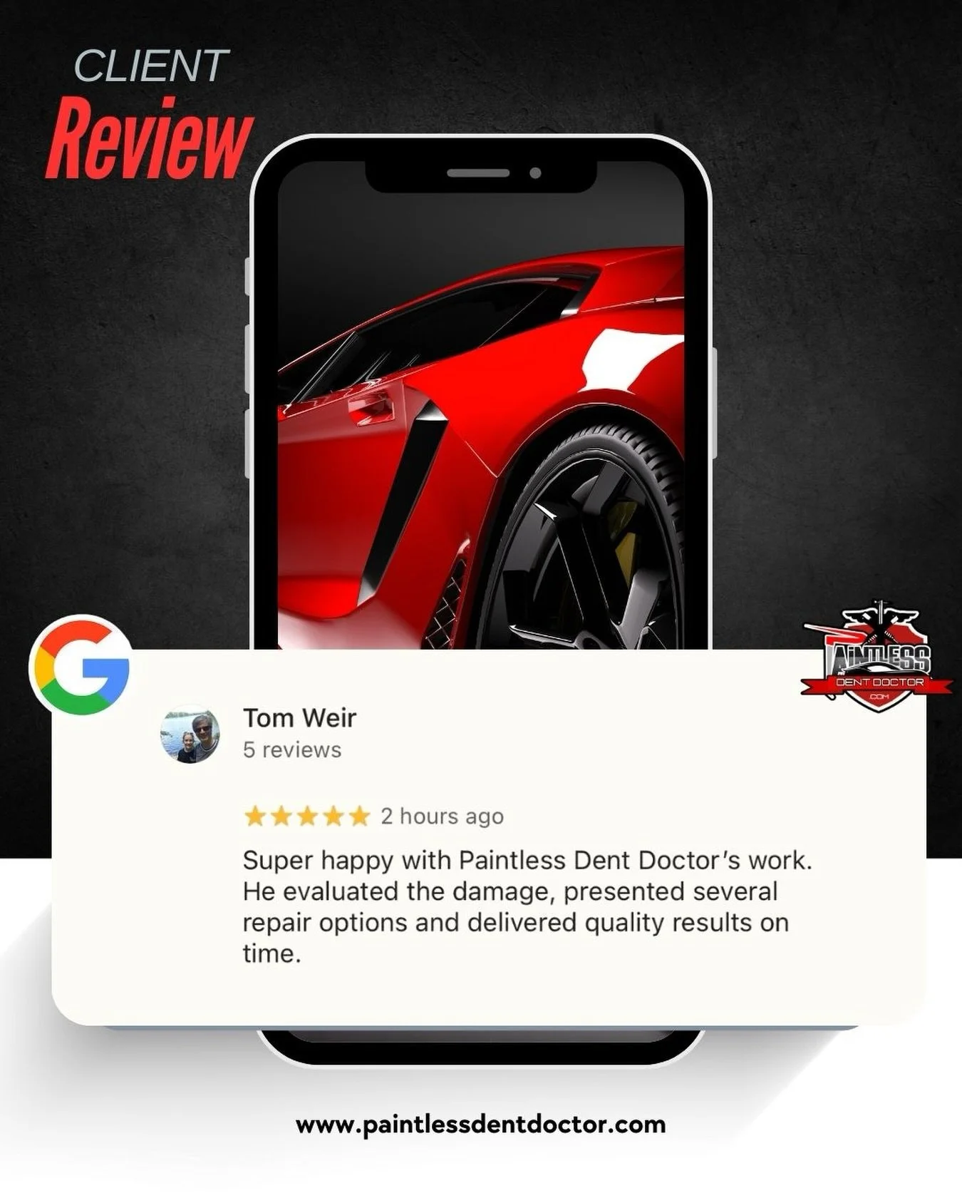 We value the feedback we get from our amazing clients. 😊#paintlessdentdoctor #pdr #dentrepair #baltimore #paintlessdentrepair