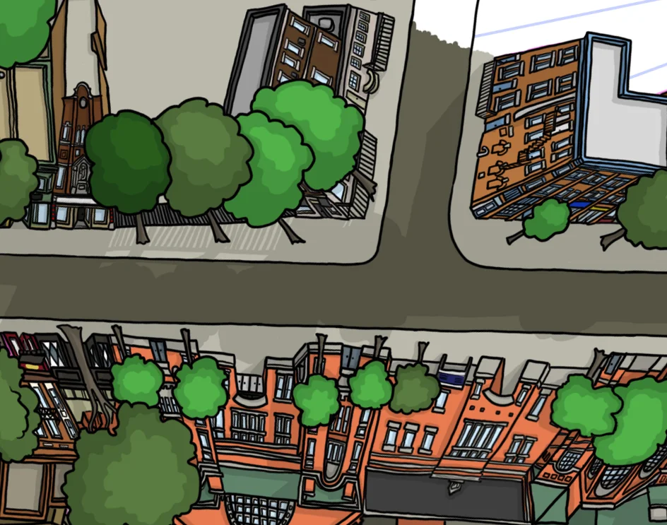 Detail of the Hamilton James Street North Map in Pogress