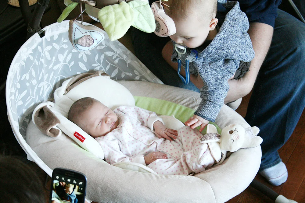 Molly meeting her cousin Jackson for the first time! They are going to be best buddies, I just know it!