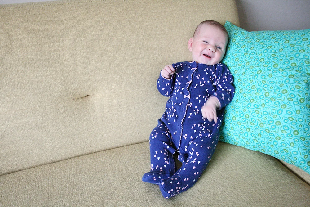 Five weeks old and smiling all the time now!