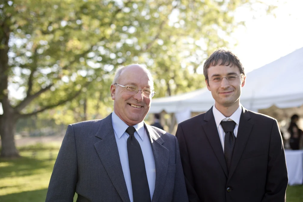 Jason and his dad on our wedding day - photo by Michelle Yee .