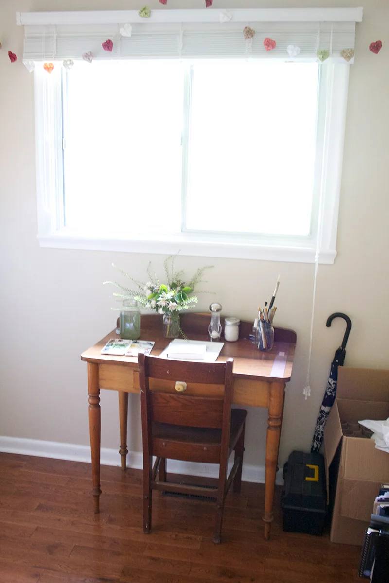My studio in 2013 - It's all packed up now! One of the best parts about moving here was that we could afford for me to explore my art a few days a week. This room has always been my happy place and sanctuary. 
