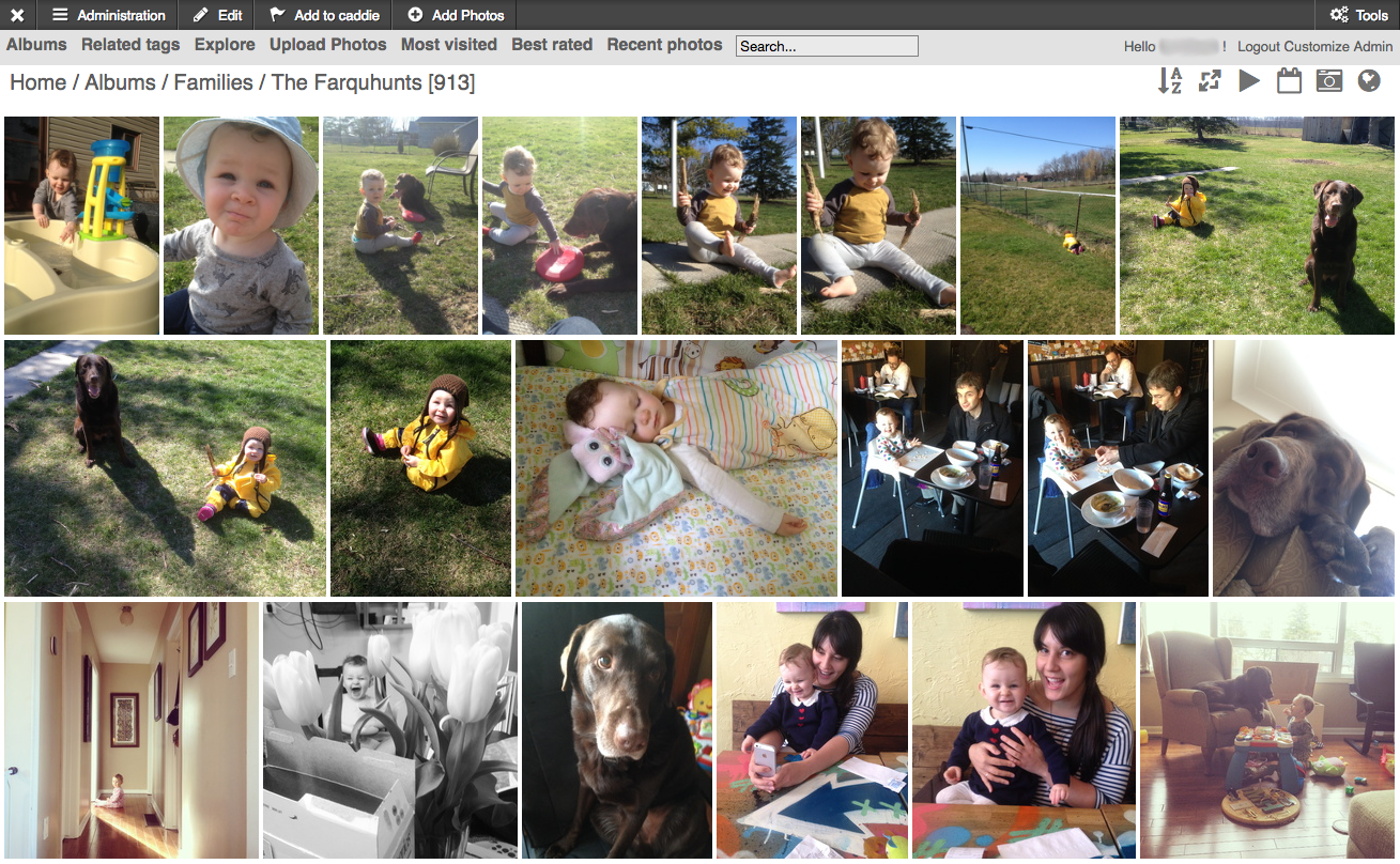 A Screenshot of one page of our "Farquhunt" Family Album - any shots that contain someone who lives in our house. 