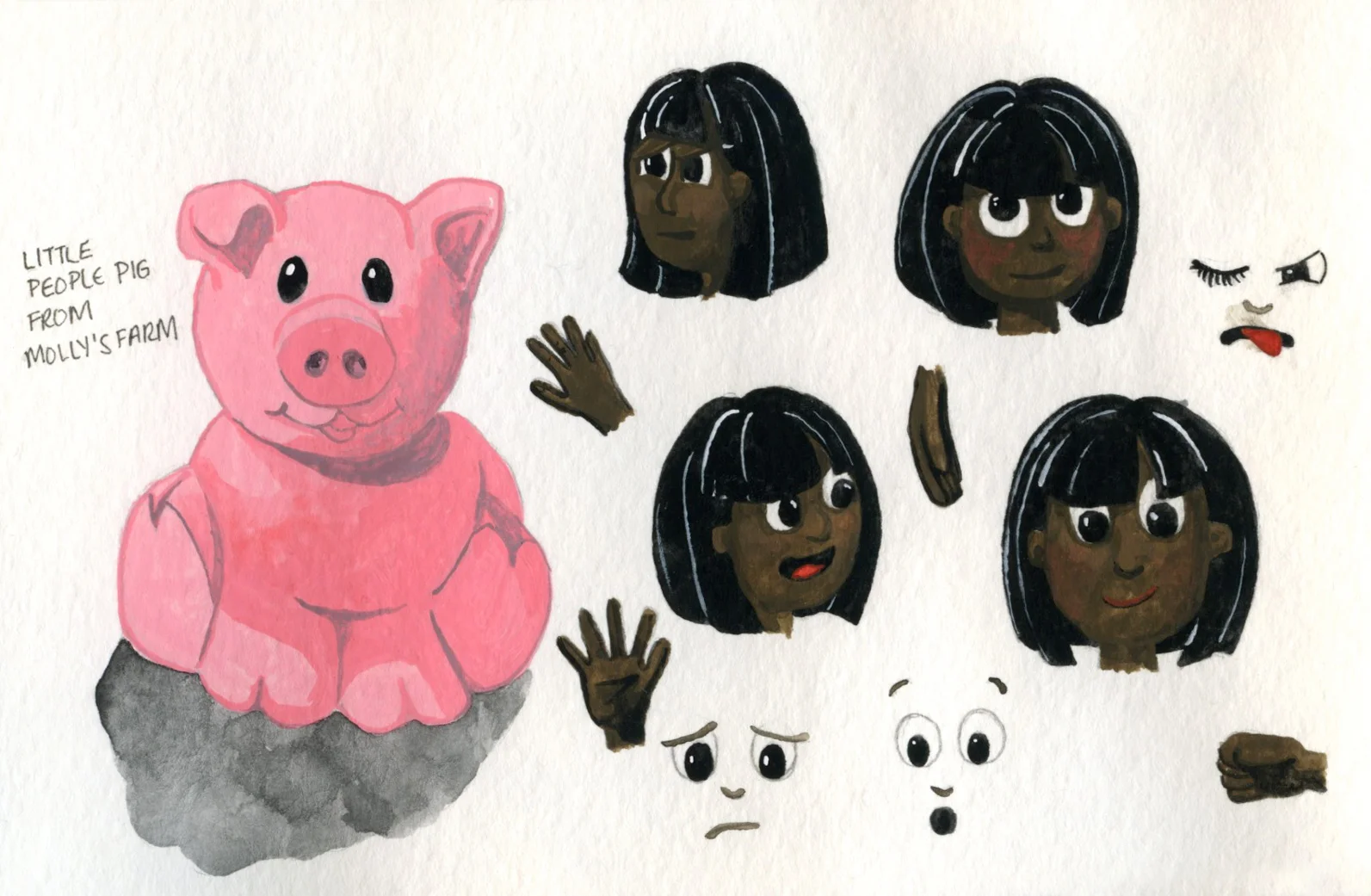 A pig from Molly's Little People farm + some facial expression and hand tests. 