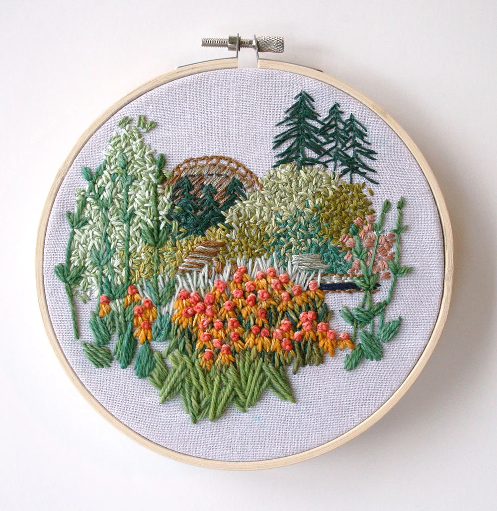 The final piece! - Tutorial on how to embroider your own landscape art by Amanda Farquharson