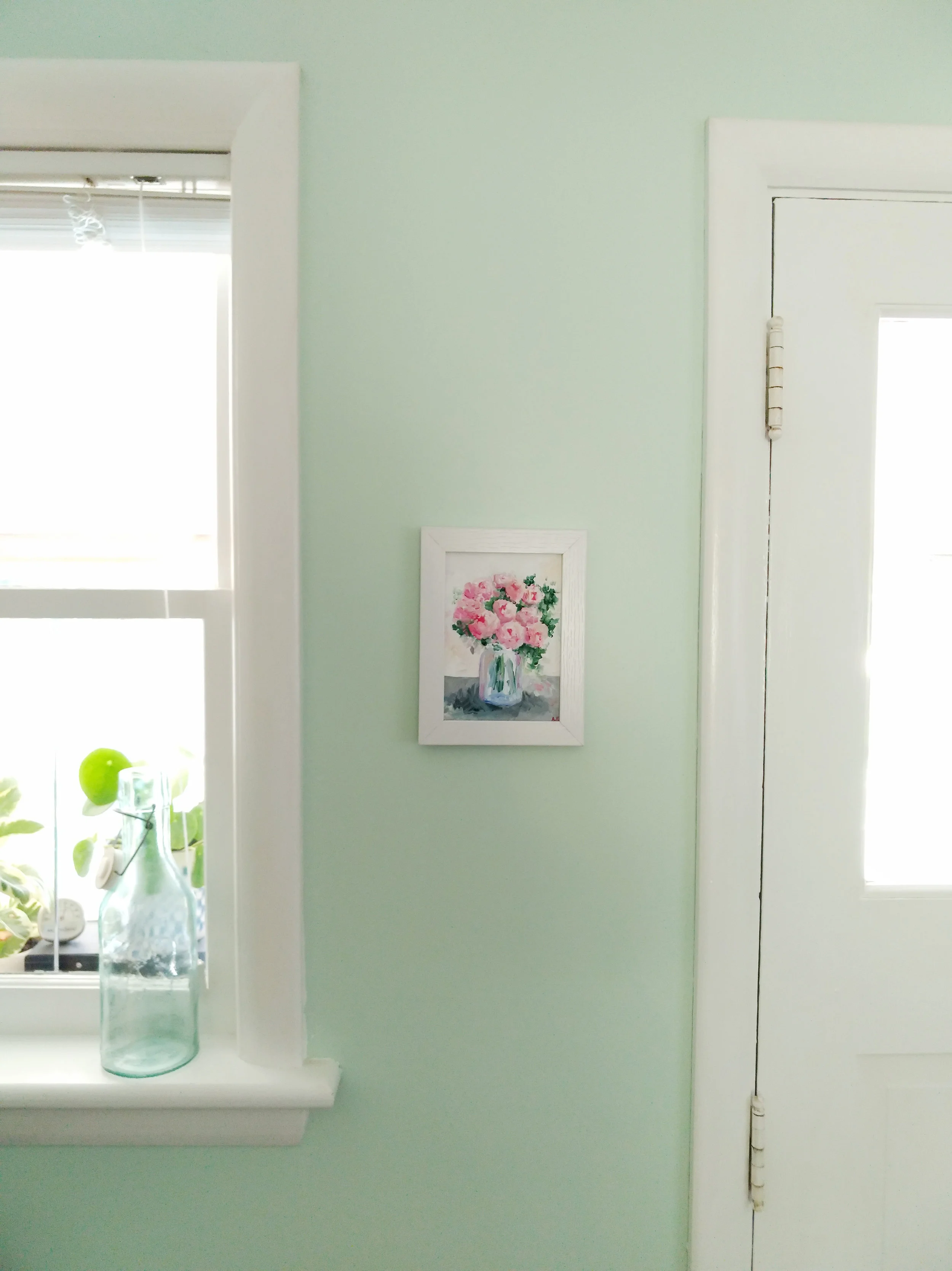 Small 5 x7 Original Framed Peony Painting by Amanda Farquharson