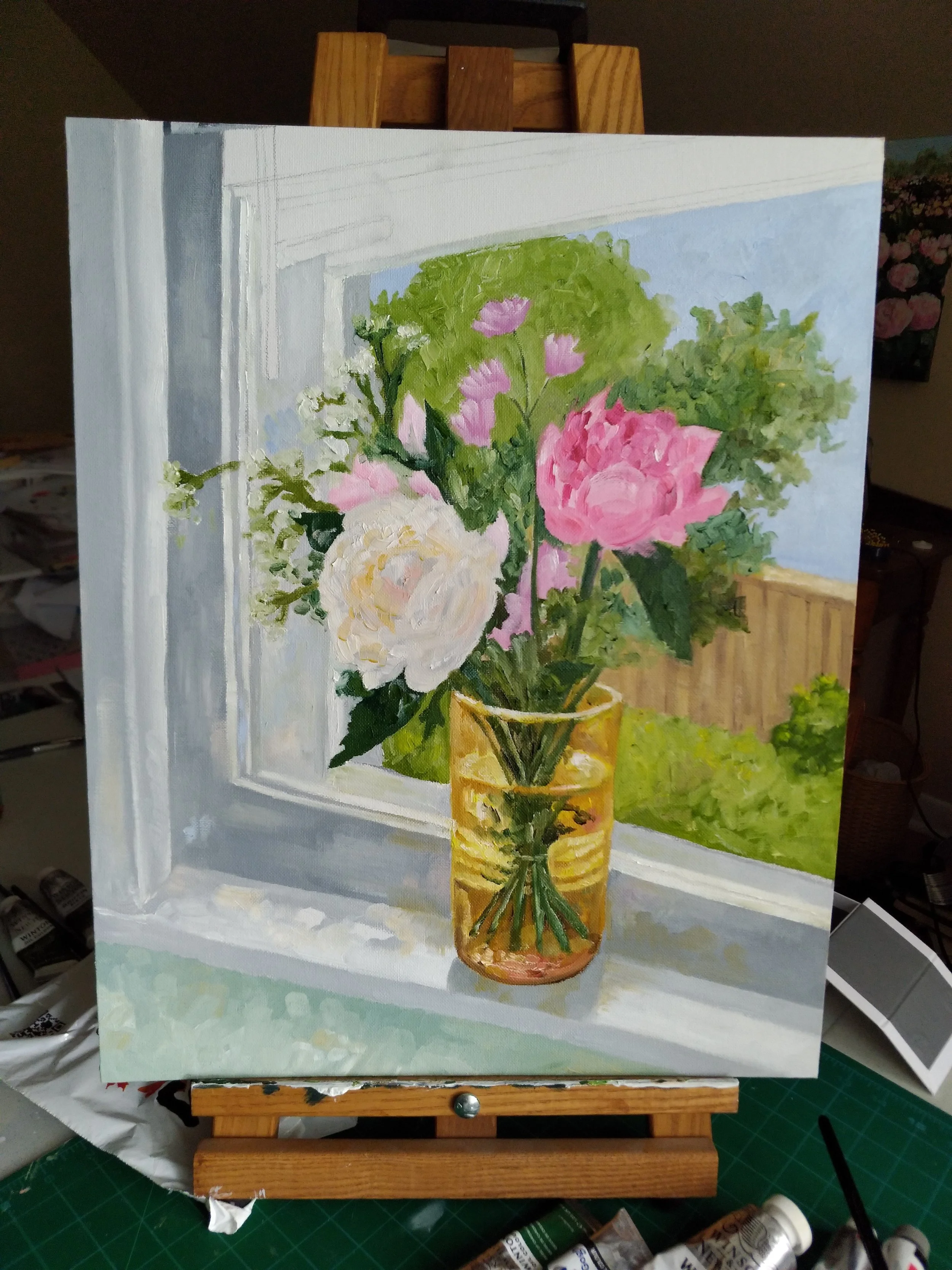 Work in progress: painting of our kitchen window by Amanda Farquharson