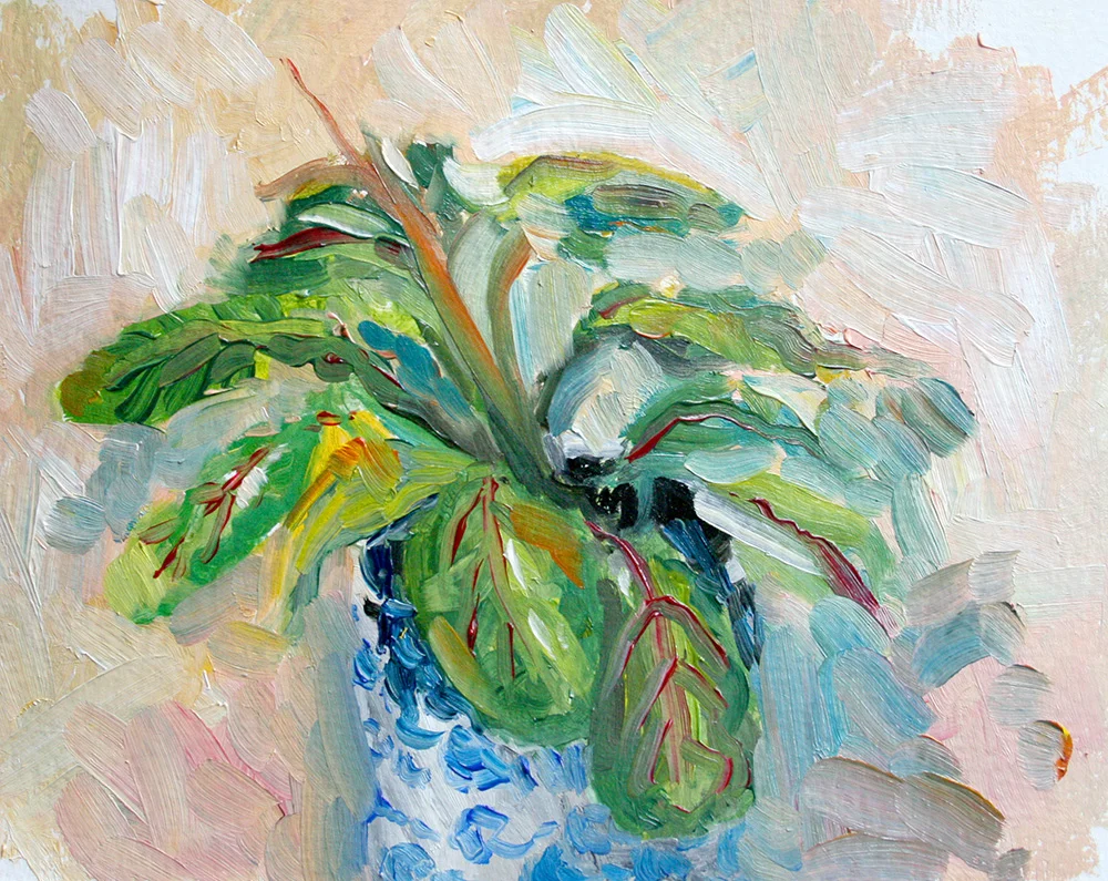 30 minute oil sketch of the prayer plant on my studio table.