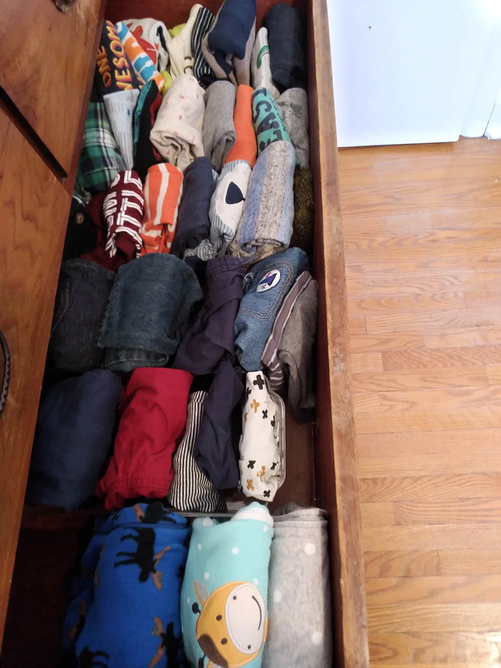 Folded up clothes! Like magic! Or mom’s labour.