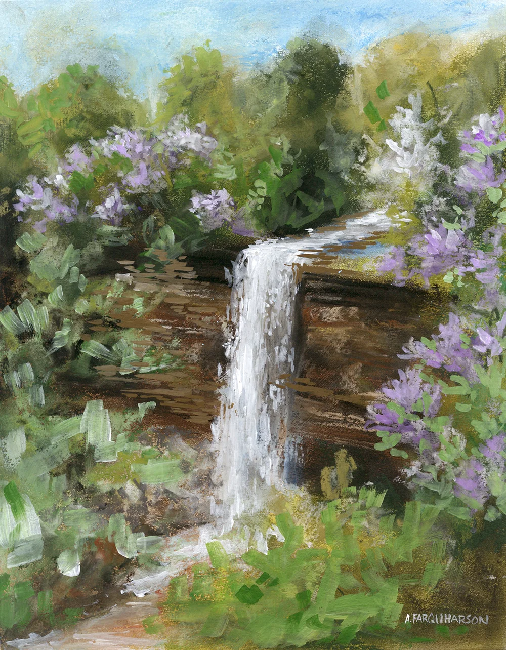 Borer’s Falls in May Pastel, Acrylic and Gouache on Watercolour Board