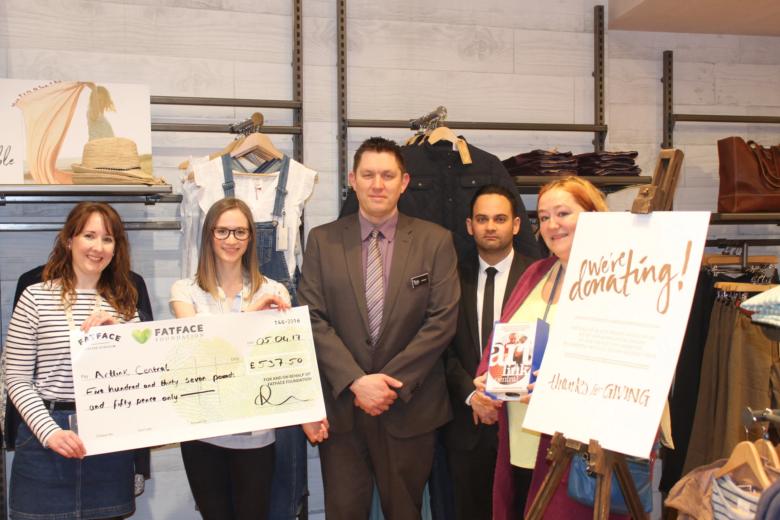 Artlink Central has benefitted from support from Fatface Stirling and the Thistles Stirling team offering support to the arts charity in recent months.