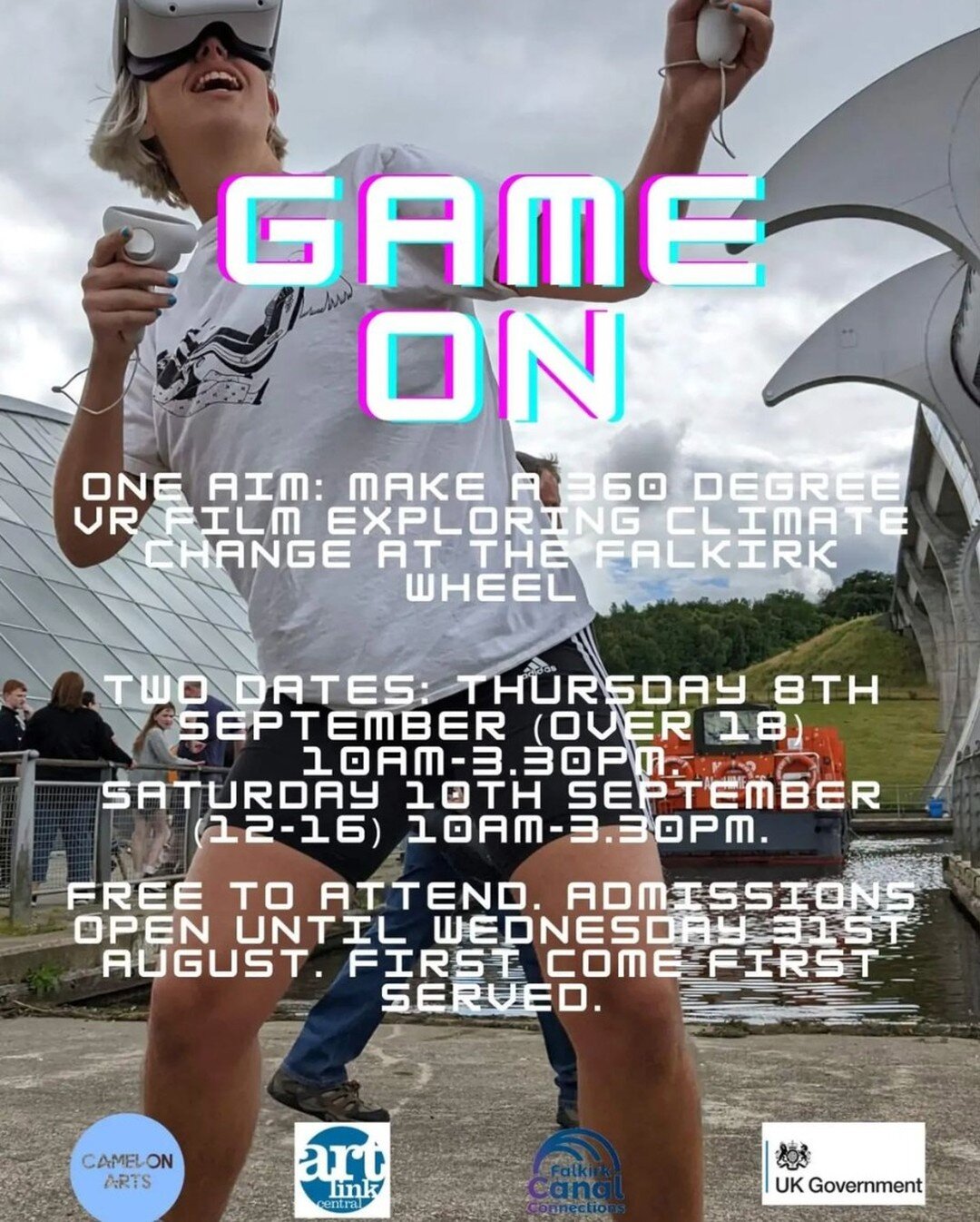 ⭐A few spots left for @camelonarts junior 12-16 y/old Virtual Reality 360 Film-making workshop at the Falkirk Wheel Saturday 10th September. Free to attend! To sign up contact camelonarts@artlinkcentral.org. New deadline for sign ups 1st September ⭐