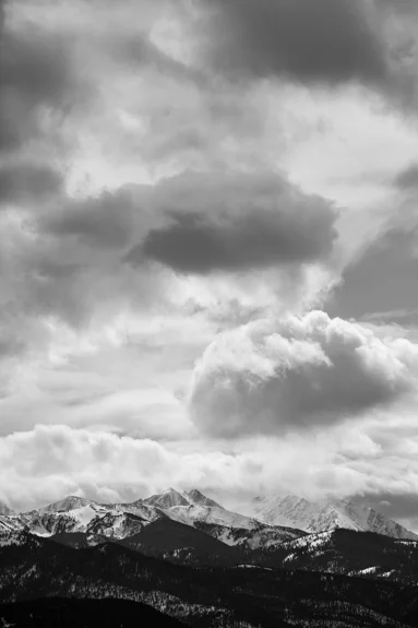 The Gallatin Range in spring, headed towards to Big Sky, Montana