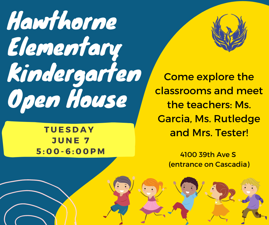 In Person Kindergarten Open House, Tuesday 6/7 5-6pm