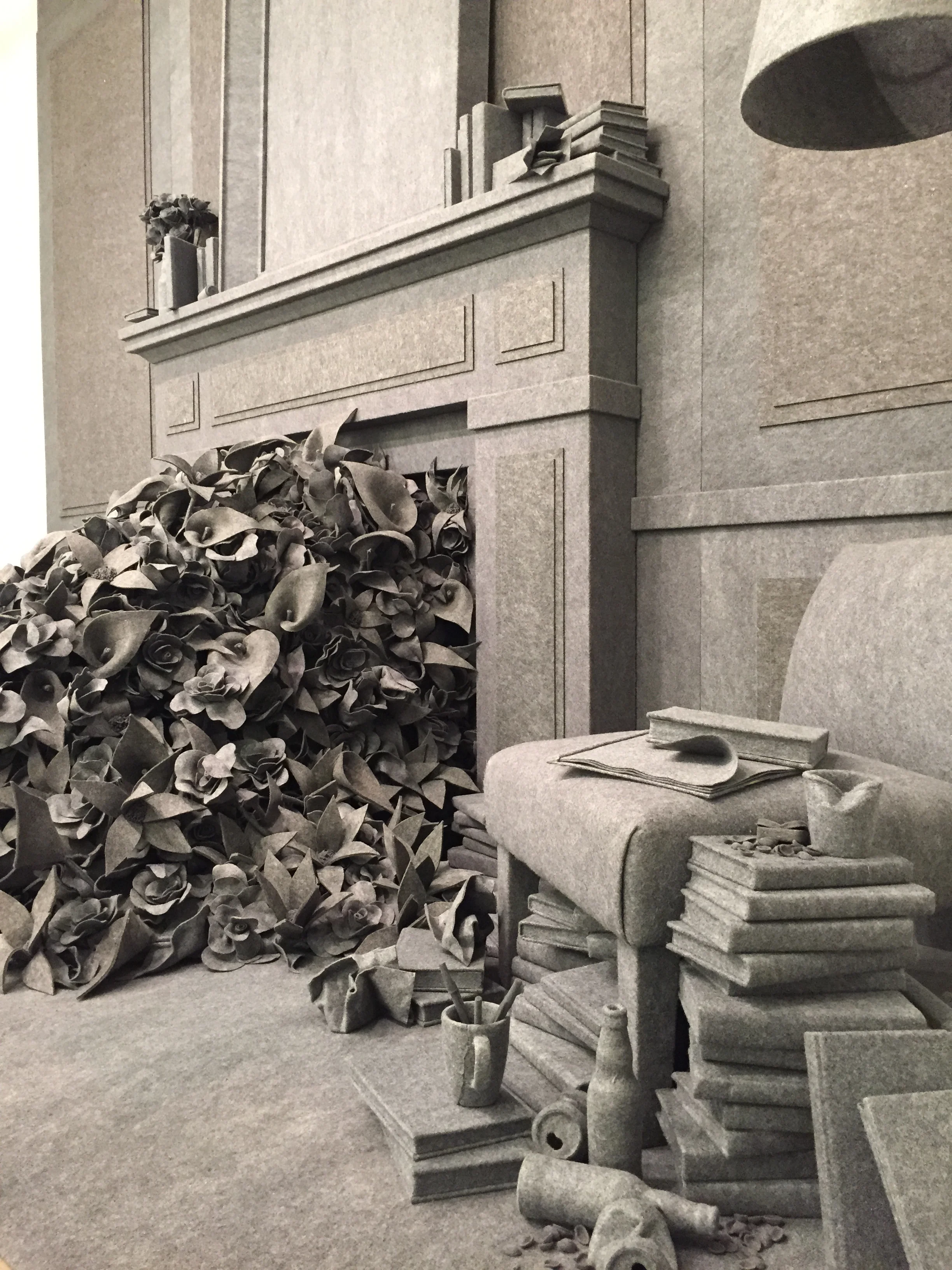     THE LIVING ROOM   Found objects, hand wrapped in wool felt.  18' wide x 9' deep x 16' tall  The 21c Collection 