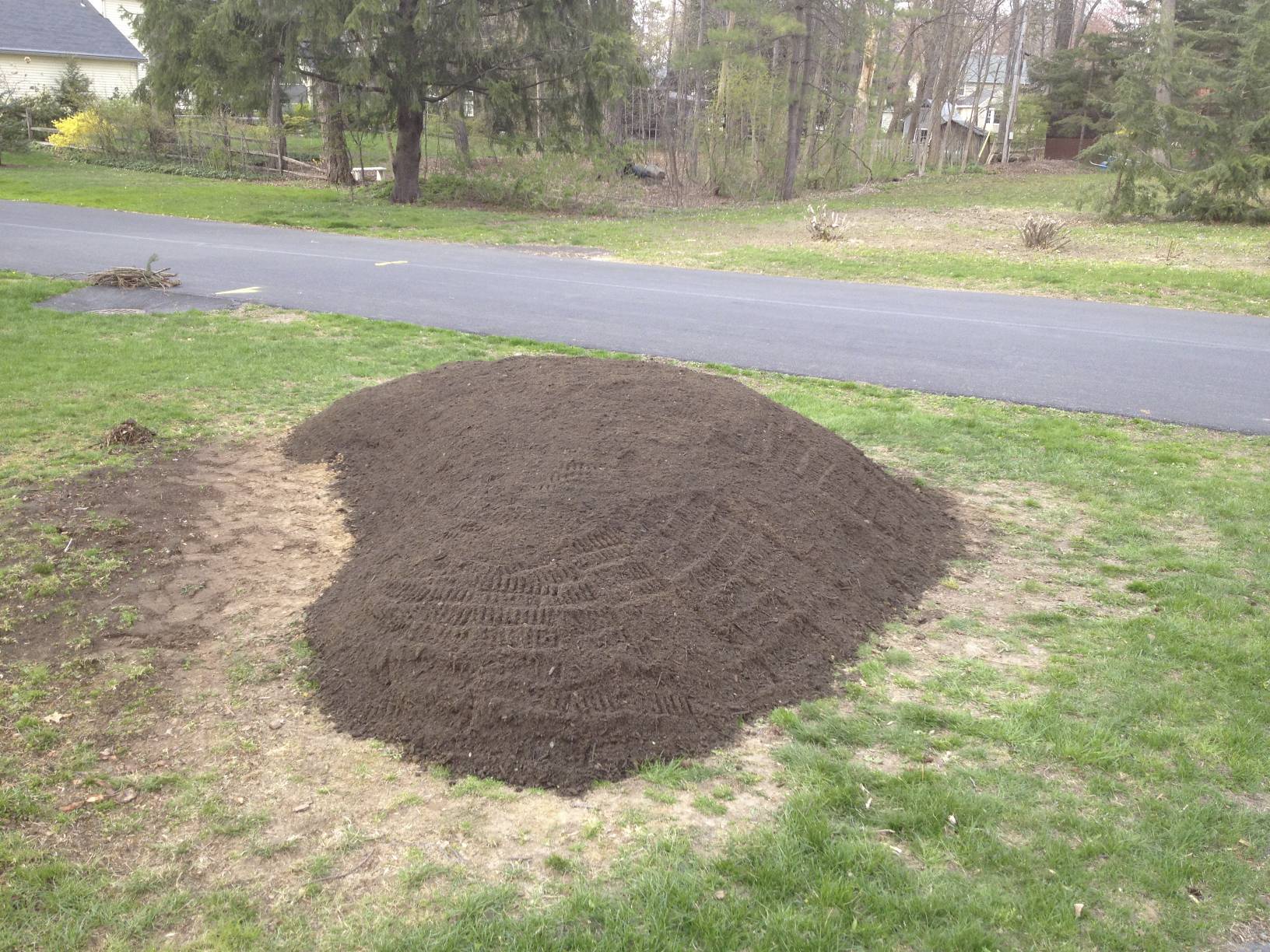Next, we had Olsen's deliver some top soil, and we finalized the shape of the berm.
