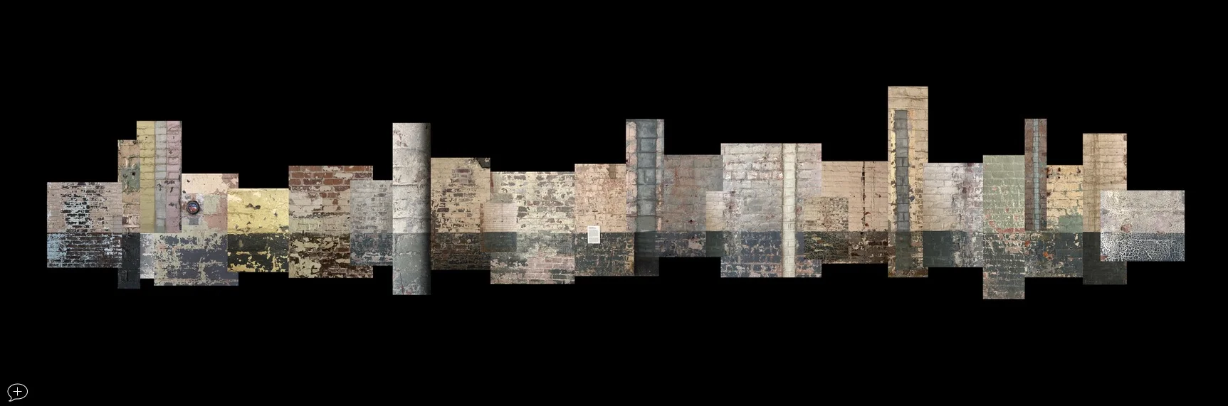 10. Mass MoCA Walls Reimagined, 2018. North Adams, MA (Digital Collage, 36” x 12,”). Mass MoCA’s walls are also painted with dark colors at the bottom, and a variety of colors up above. So I made a collage of the walls, too. ©2018 Sean Walmsley;