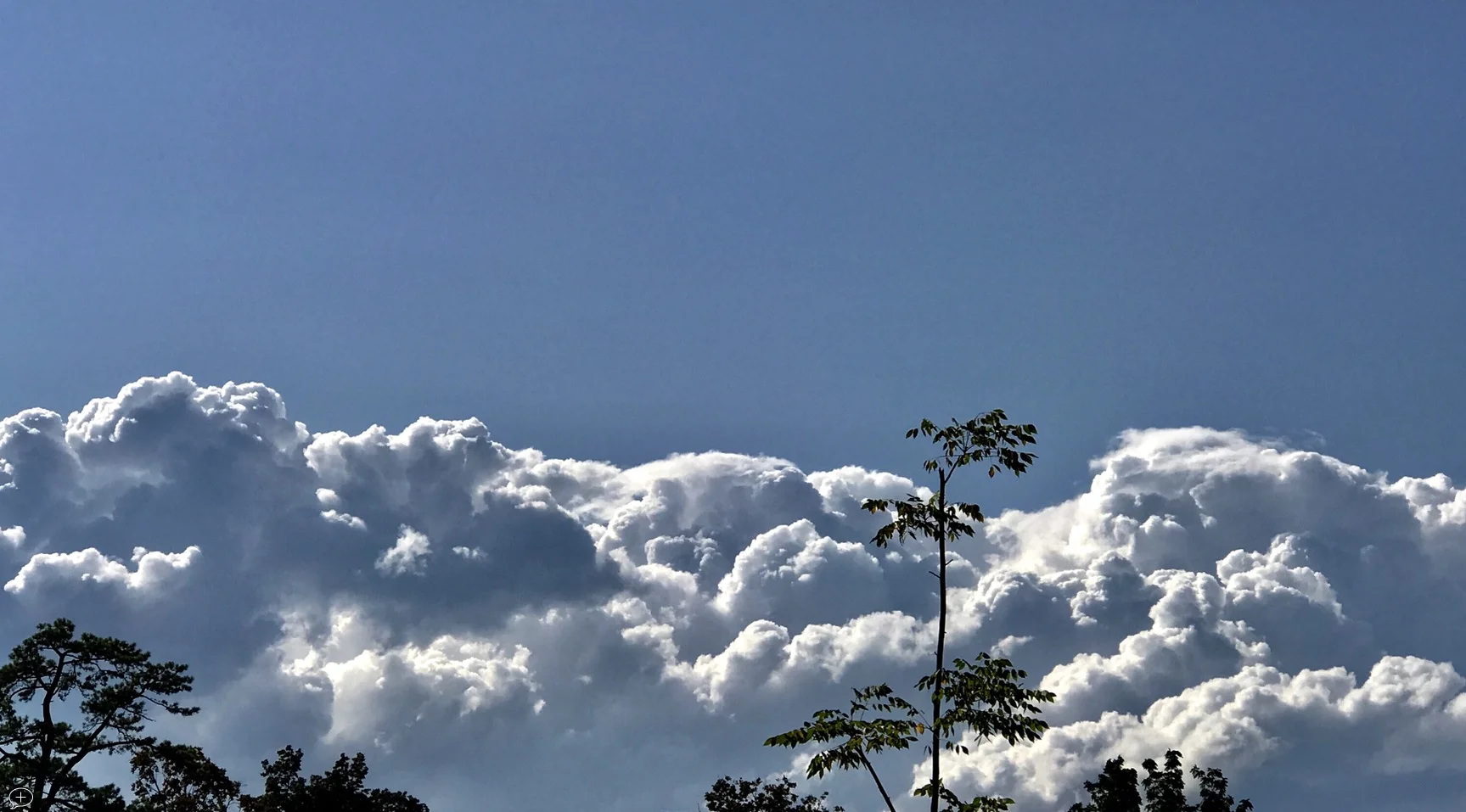 15. Clouds on East Avenue , iPhone 7+, 2017. Saratoga Springs, NY. (Canvas Photo, 40” x 20,”). This photo was taken in September, as a fierce storm rushed through the city, bringing with it a huge cloud, set against a clear blue sky. I just happened to be there when it passed the Fasig-Tipton building on East Ave. ©2017 Sean Walmsley