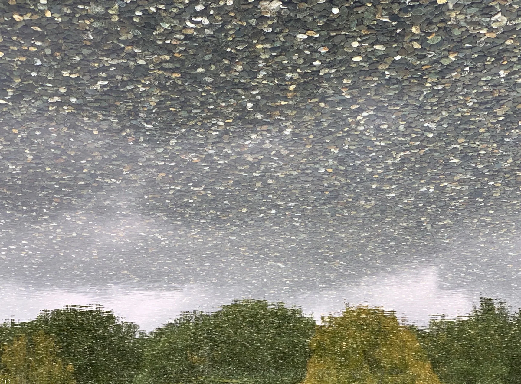 Photo taken October 2018 at the Clark Institute in Williamstown, MA. Turned upside down, the pebbled reflecting pool now resembles a darkening sky. ©2018 Sean Walmsley