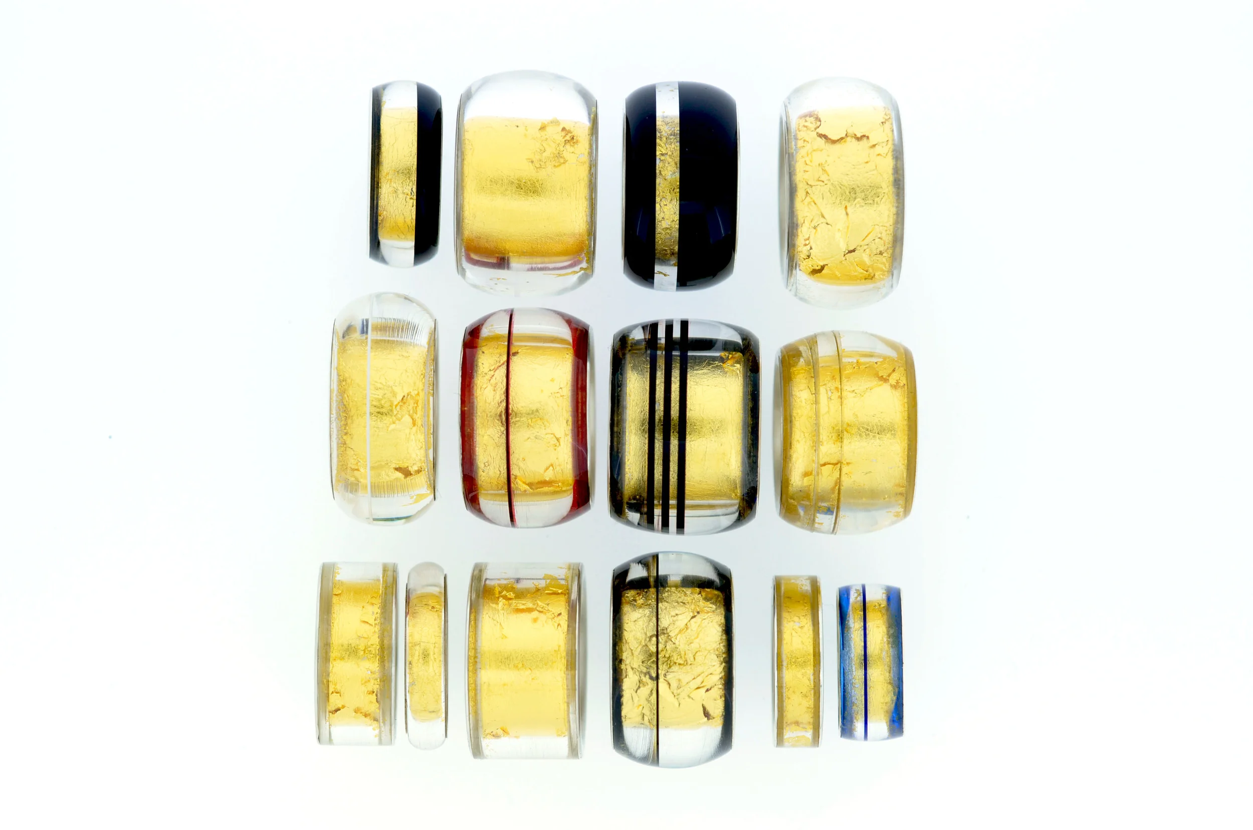 RINGE SILBER 925 MIT ACRYLAUFLAGE UND FEINBLATTGOLD