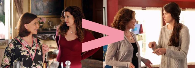 You're neither seeing doubles nor equals-- Kelly Bishop and Lauren Graham and Kelly Bishop and almost-Lauren Graham/Sutton Foster. (CW, ABCFamily)