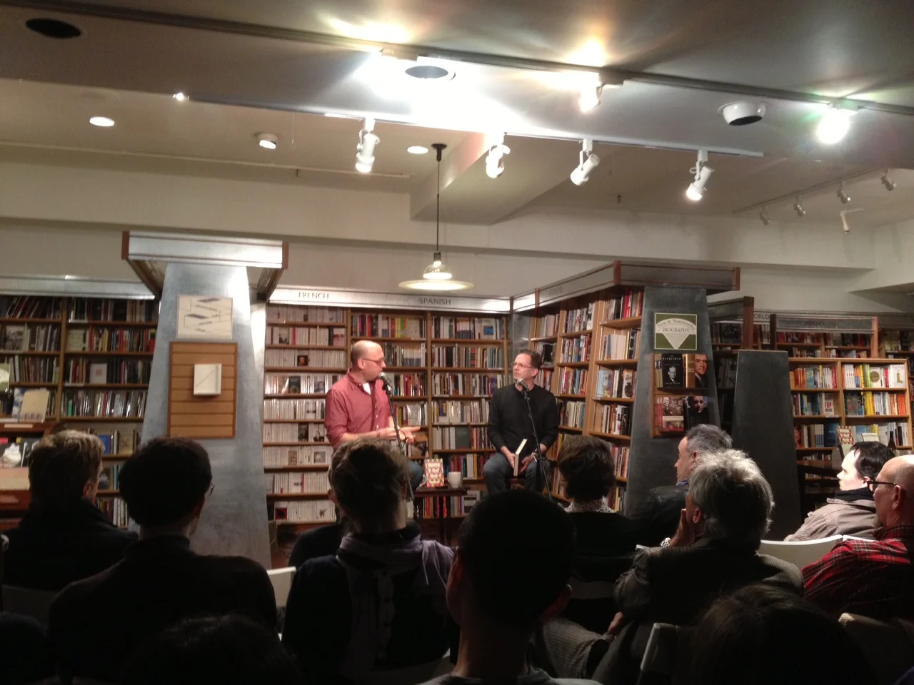 Ben Marcus (L) and Glenn Kurtz at McNally Jackson