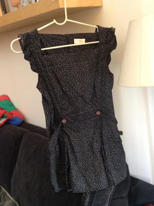 The ol' "babysitter" tunic, purchased at a sample sale, with pockets designed for candy and tiny bottles of peppermint schnapps.