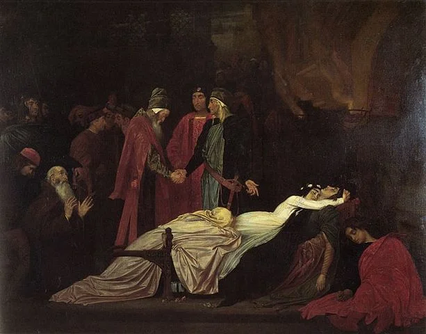The Reconciliation of the Montagues and Capulets over the Dead Bodies of Romeo and Juliet,
Frederic Lord Leighton