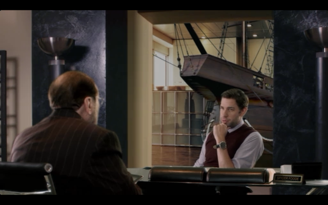 John Krasinski as the douchey Bruckheimer film exec. "You're not charring my tree."