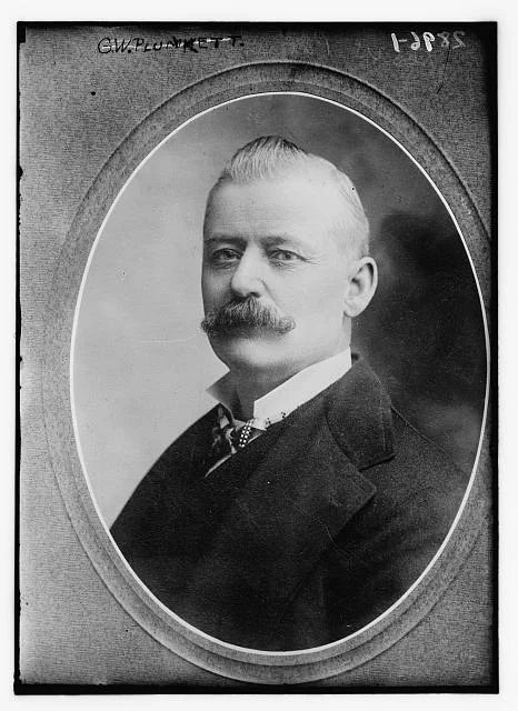 Portrait
of Plunkitt, taken between 1910 and 1915; note that his eyes are
focused elsewhere — most probably looking for more opportunities to
seize. (Credit: Photo by Bain News Service, courtesy of the Library of
Congress)