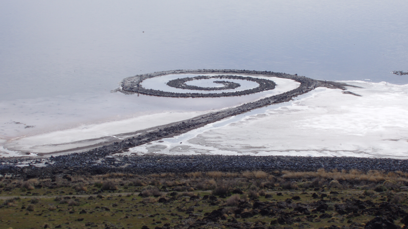 “Spiral Jetty” by Robert Smithson (Credit: Image from Wikimedia Commons )