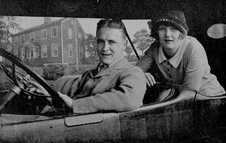 F. Scott Fitzgerald and his wife Zelda outside of their rented summer house in Connecticut, just months after their wedding