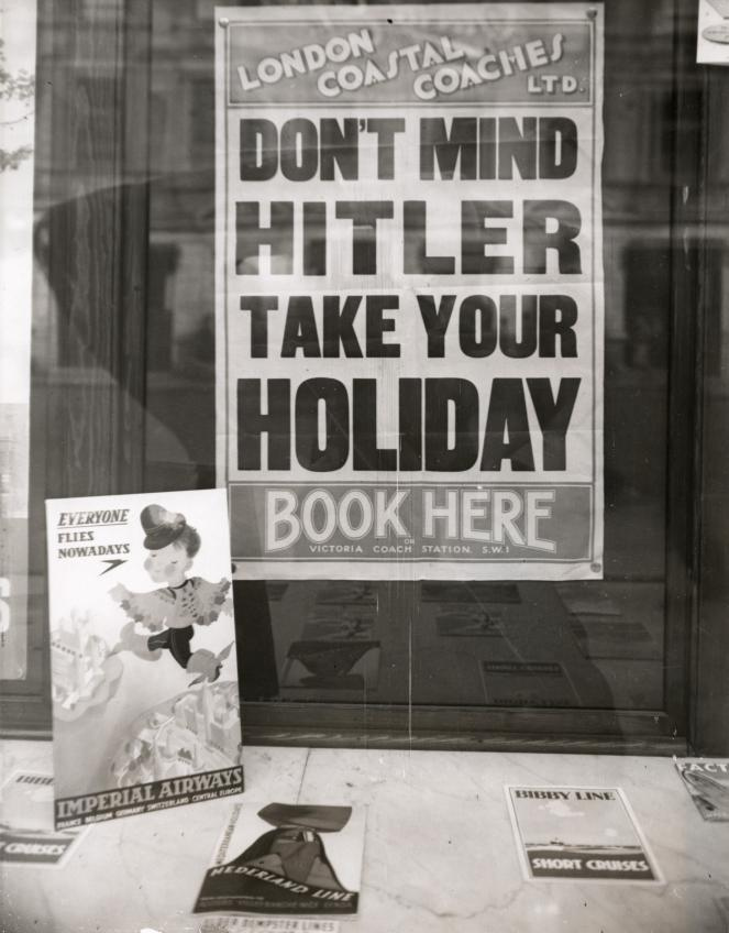 Poster in London travel agency, 1939 (via Flickr )