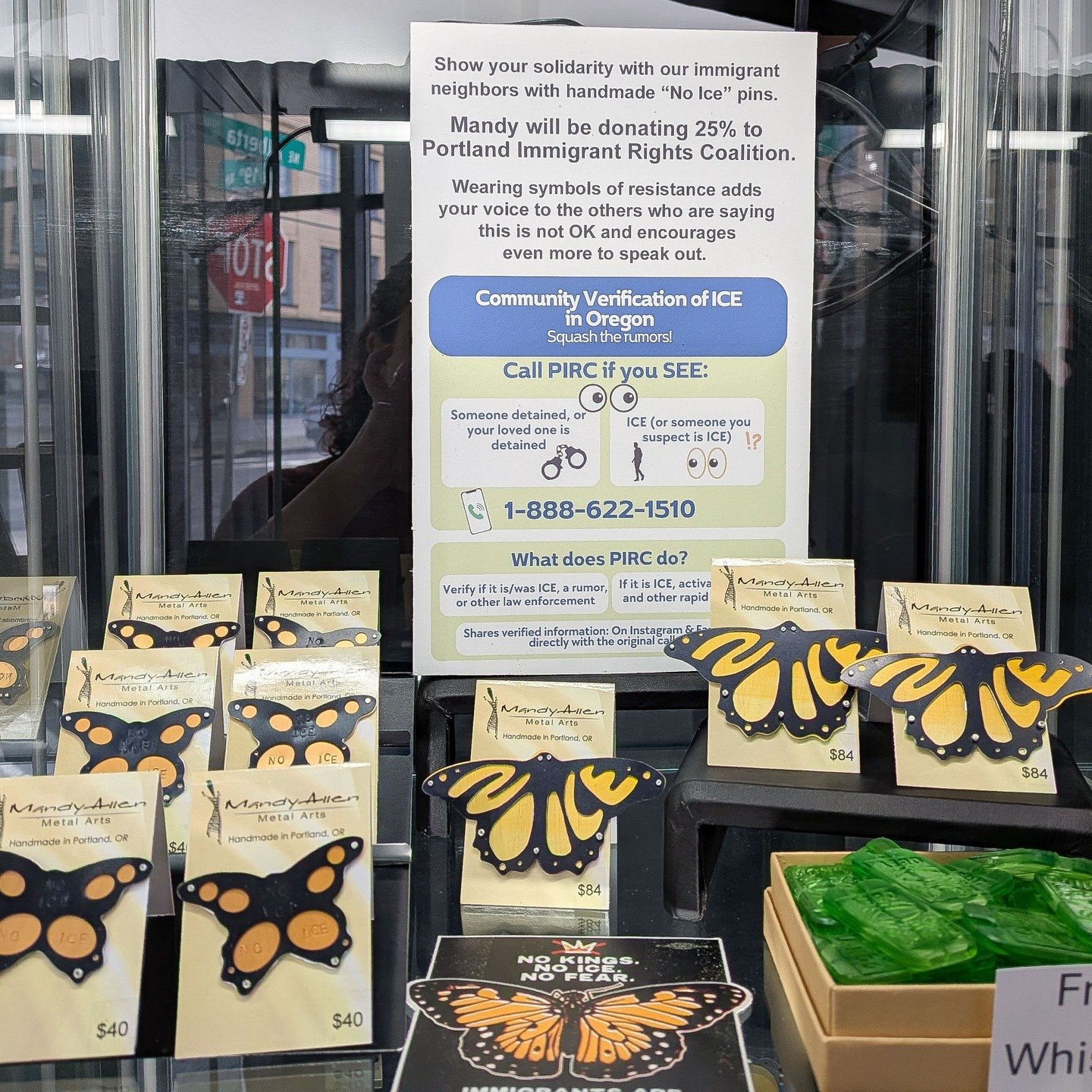 Resistance comes in all forms. I've been using my creative energy to handmake some "No Ice" brooches that make a statement and have style. It's a small offering, but every drop counts. 25% of sales will be donated to Portland Immigrant Righ