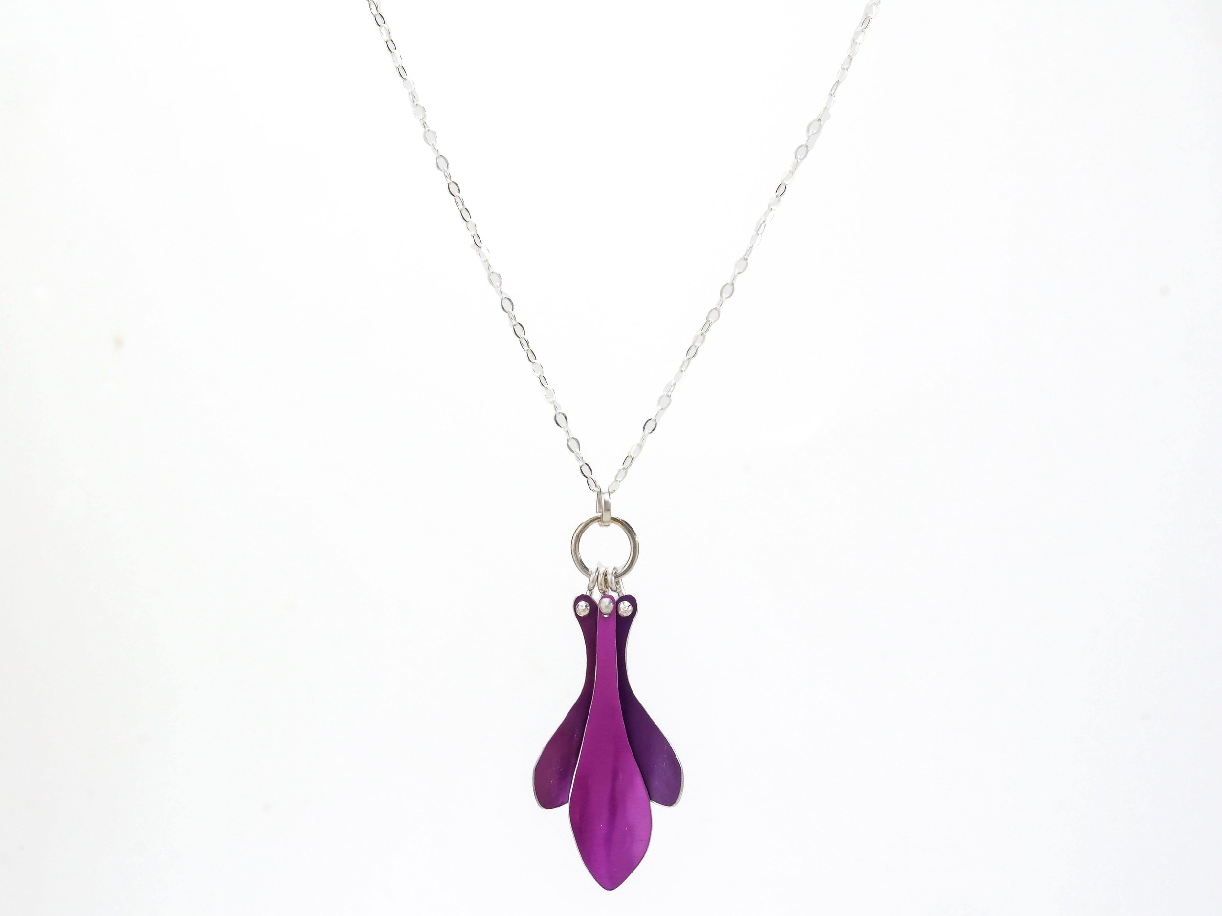 Frolicsome  purple anodized aluminum and silver pendant