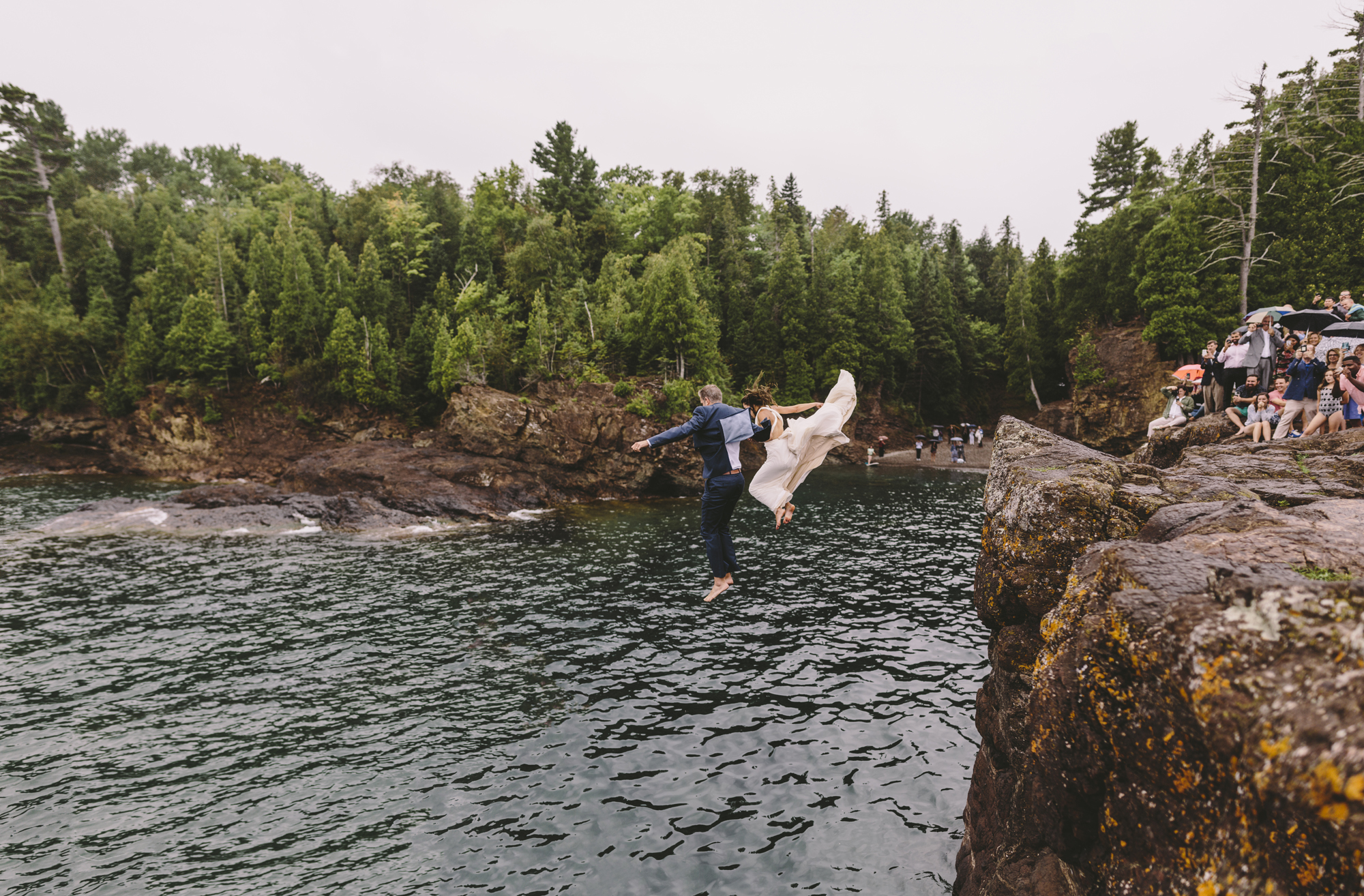 marquette michigan wedding photographer cliff jump black rocks presque isle  