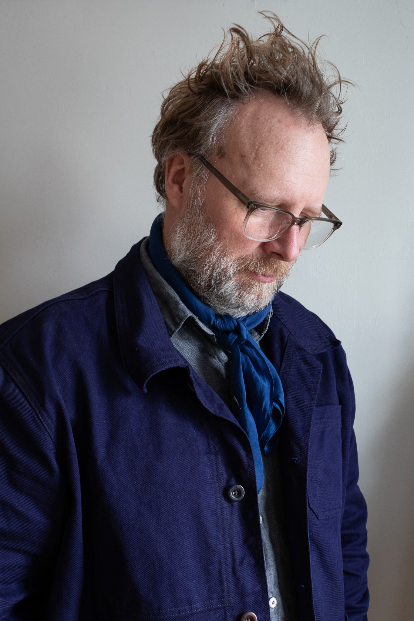 Indigo Blue Silk & Cotton Square—Large