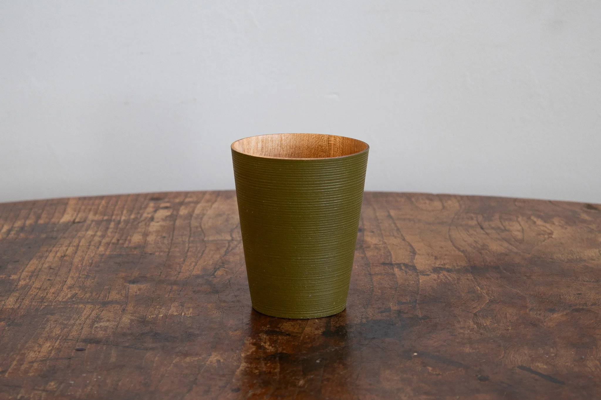 Wooden Cup—Olive, Ridged