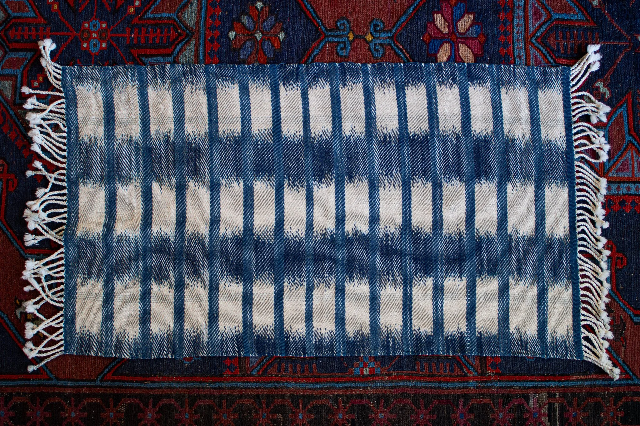 Indigo Ikat Bath Mat—Dark