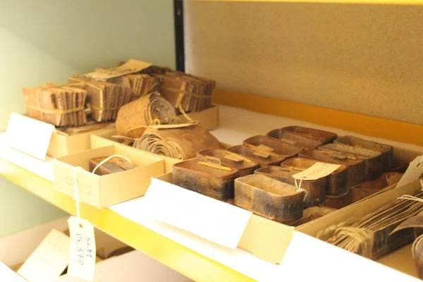 a collection from an old production birch bark box shop