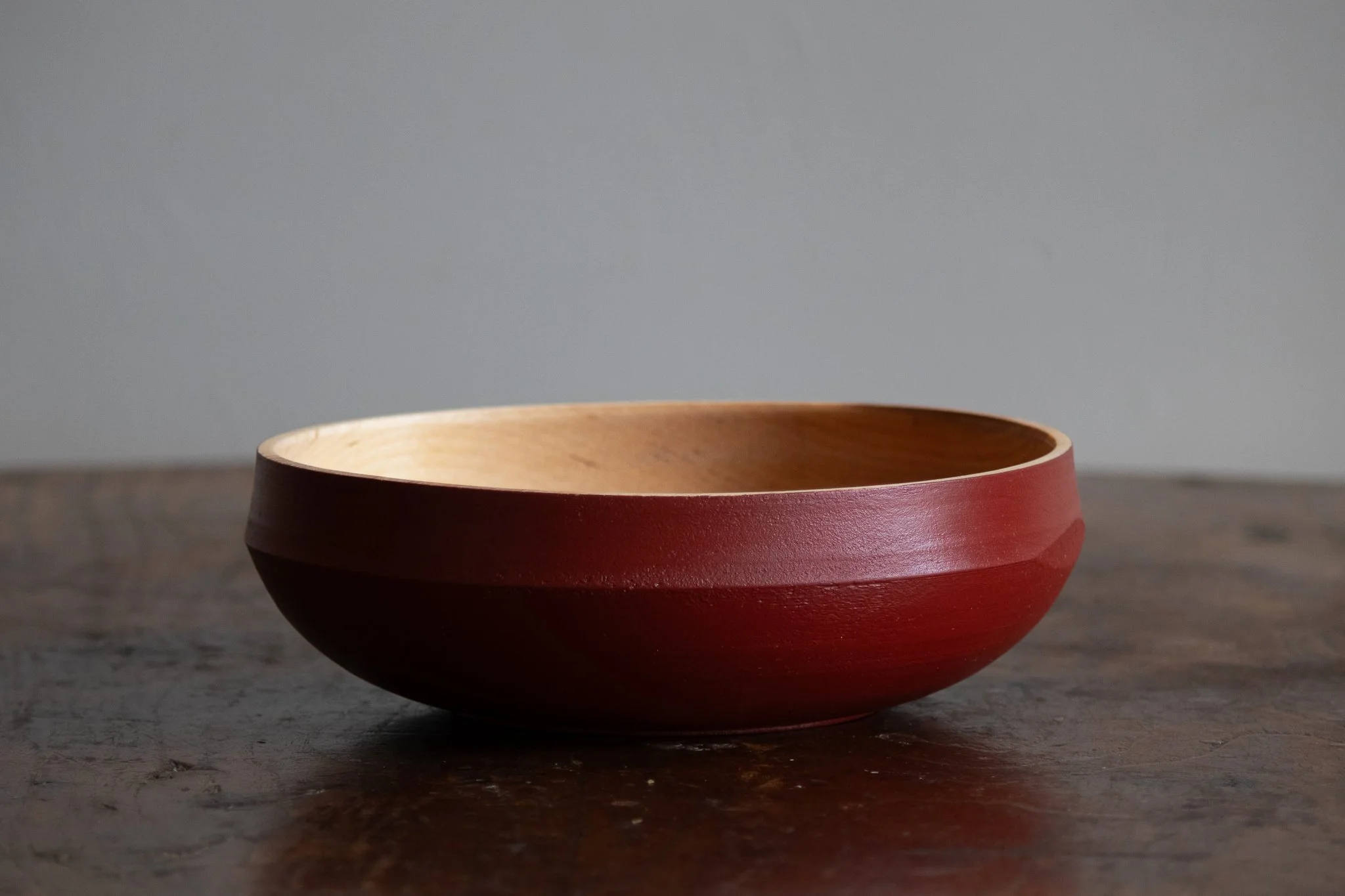 Wooden Bowl — Red B ~ ~8.25in w x 2.5in h