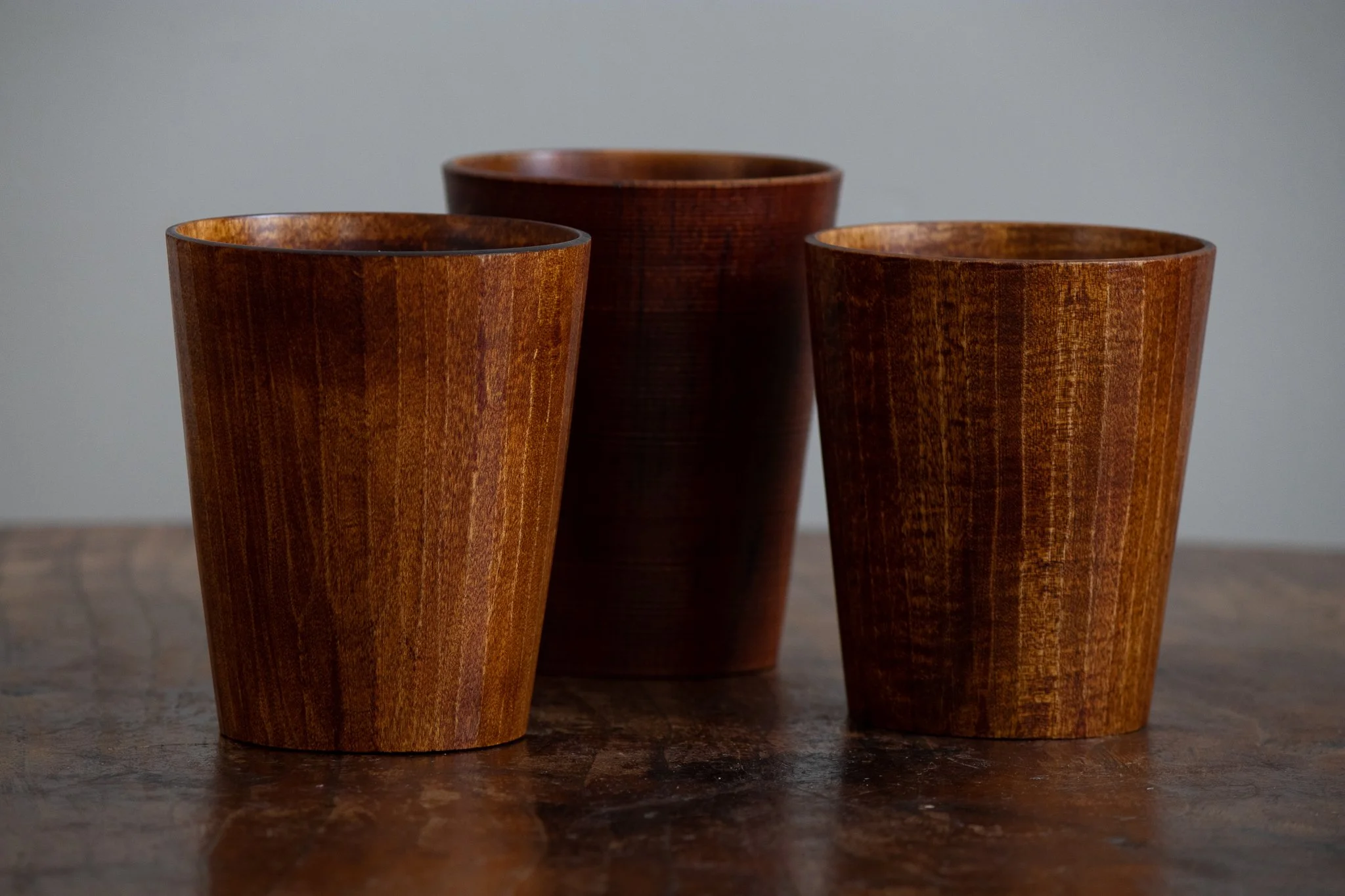 Wooden Cups—A, B, & C, Urushi Lacquer