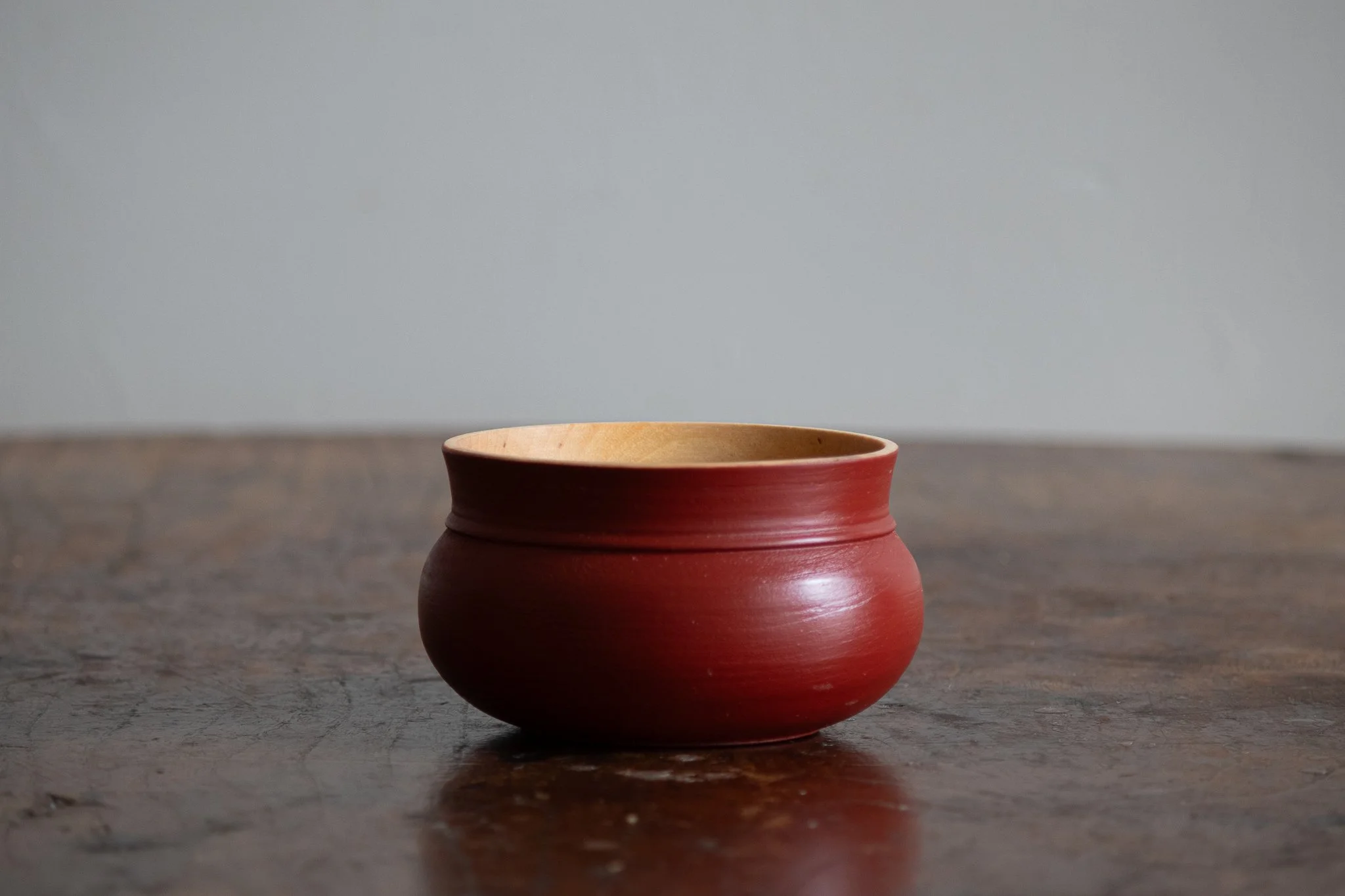 Norwegian Style Wooden Ale Bowl—Red ~3.5in w x 2.5in h