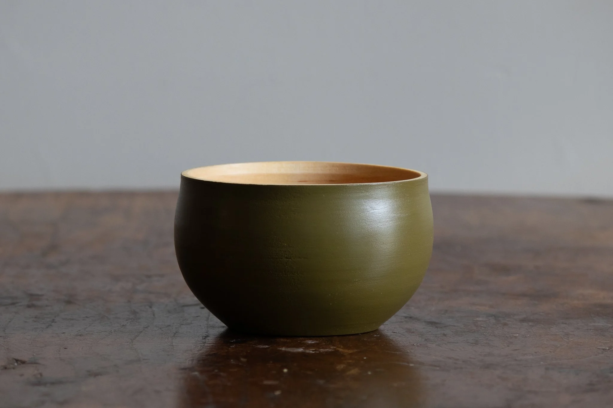 Round Wooden Bowl—Olive ~4in x 2.75in