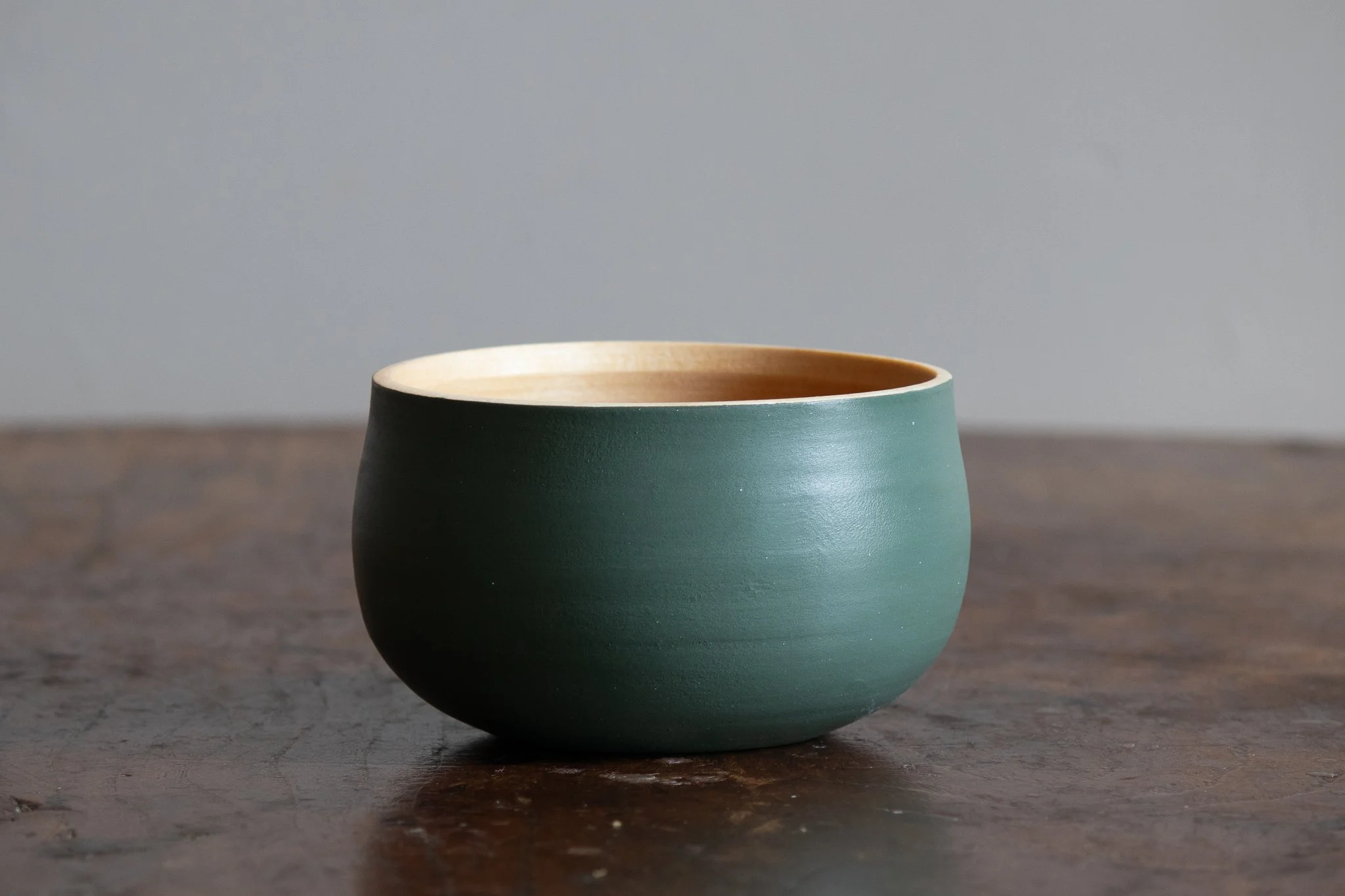 Round Wooden Bowl—Sage A ~4.25in x 3in