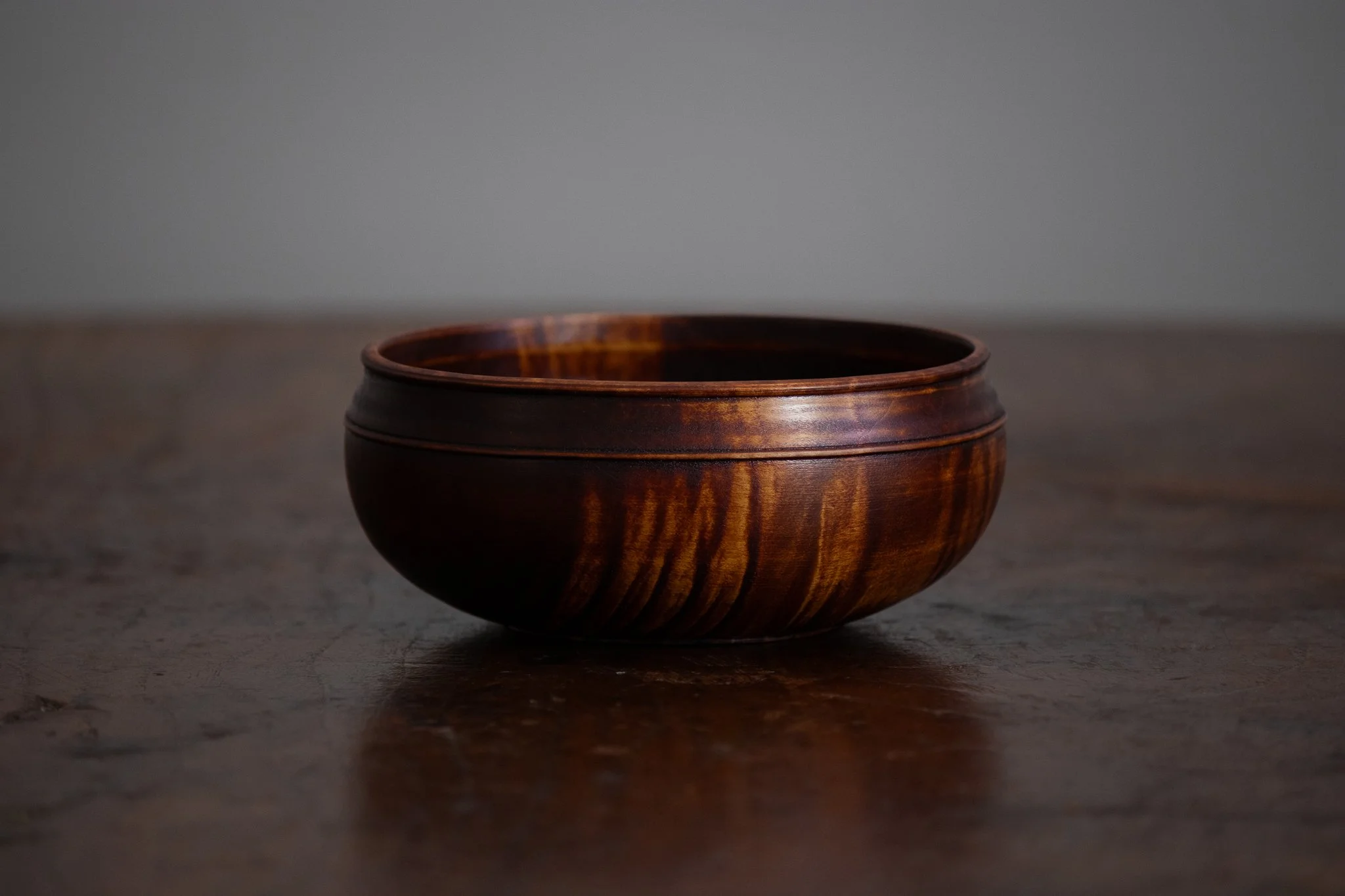 Urushi Lacquer Ale Bowl E ~5.25in x  2.25in, figured