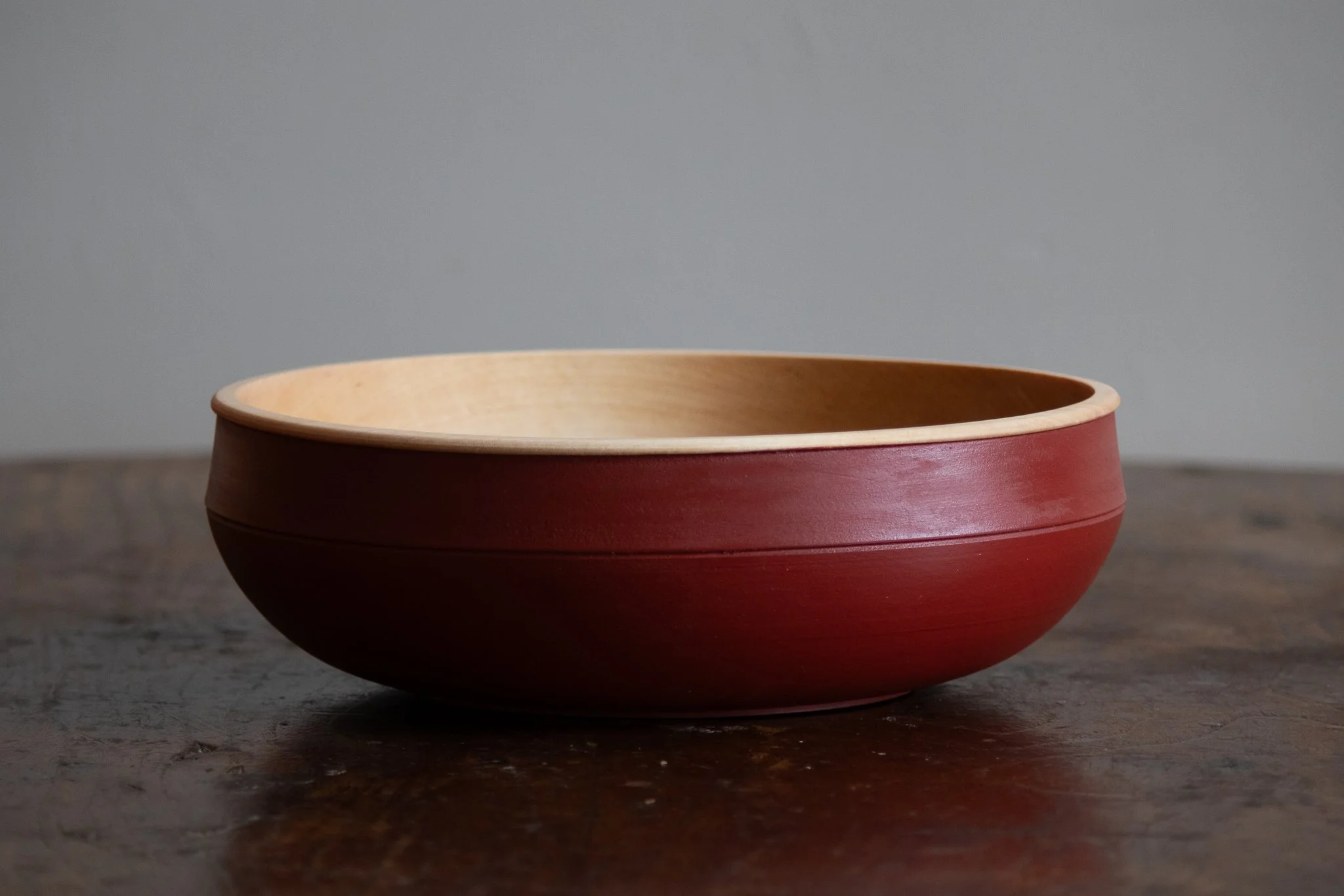 Wooden Bowl — Red A ~8.8in w x 3in h