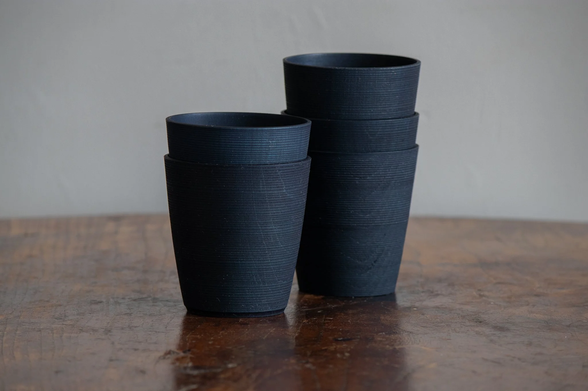 Wooden Cup—Sukumo Indigo Dyed, Ridges