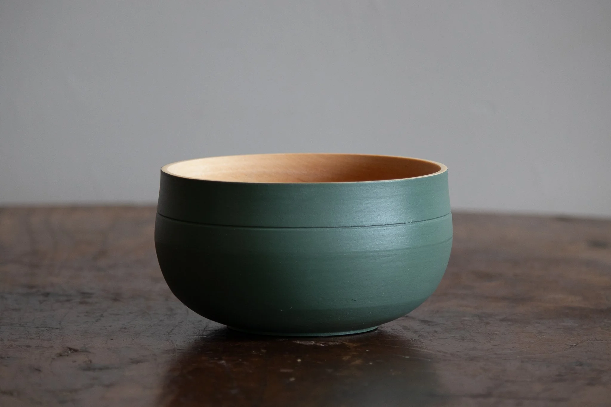 Round Wooden Bowl Sage  ~6in x 3.25in